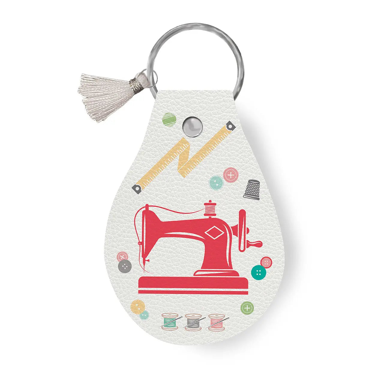 Leather Circle Key Chain My Happy Place Sewing Machine - Linda's Electric Quilters