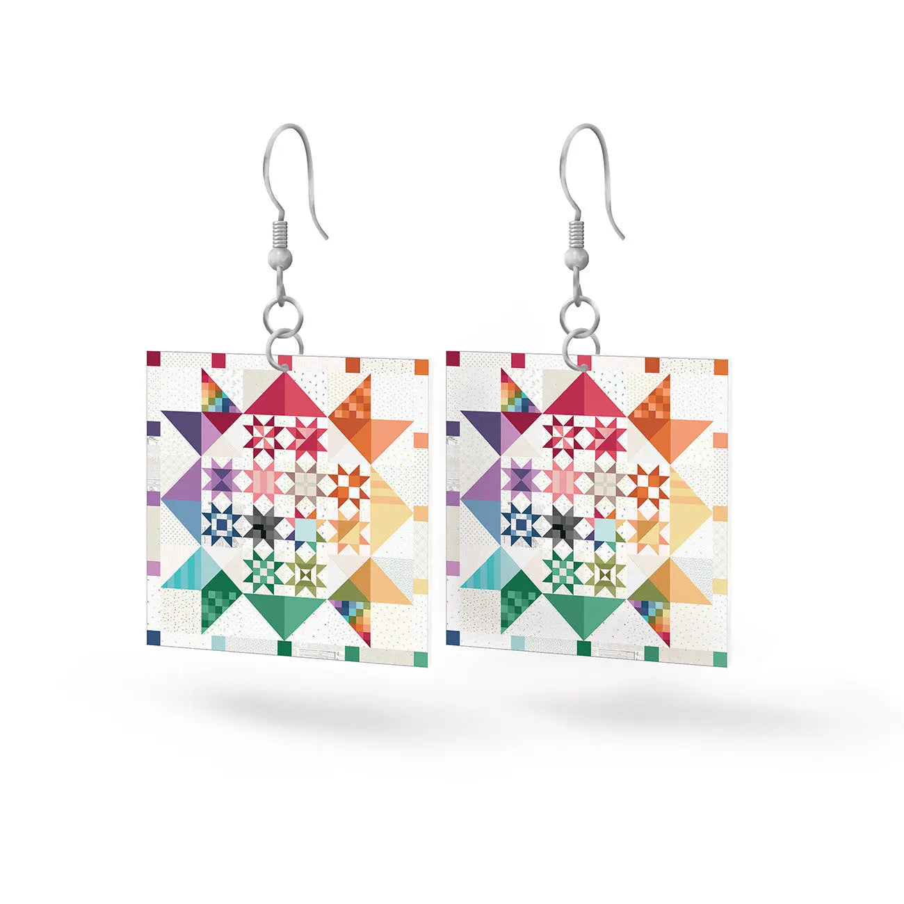 Leather Square Earrings Shine Together - Linda's Electric Quilters