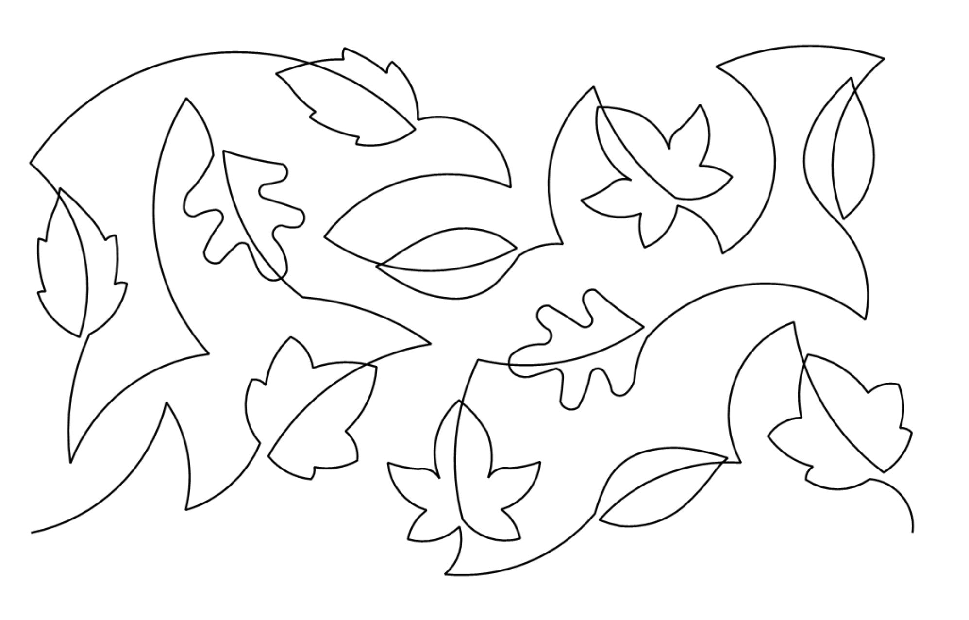 Leaves E2E Wildflower Quilting Digital Pantograph Close Up