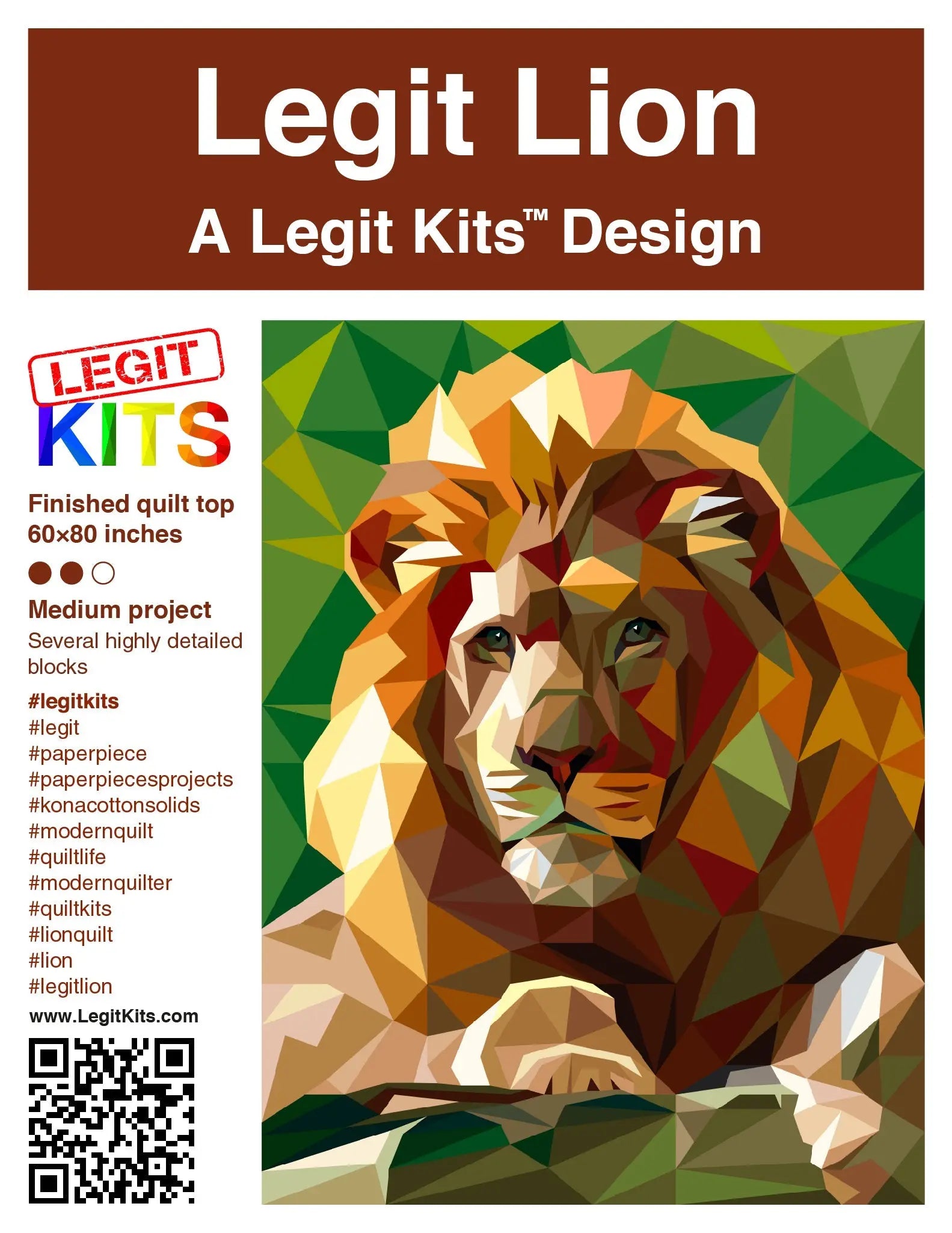 Legit Lion Full Quilt Kit - Linda's Electric Quilters