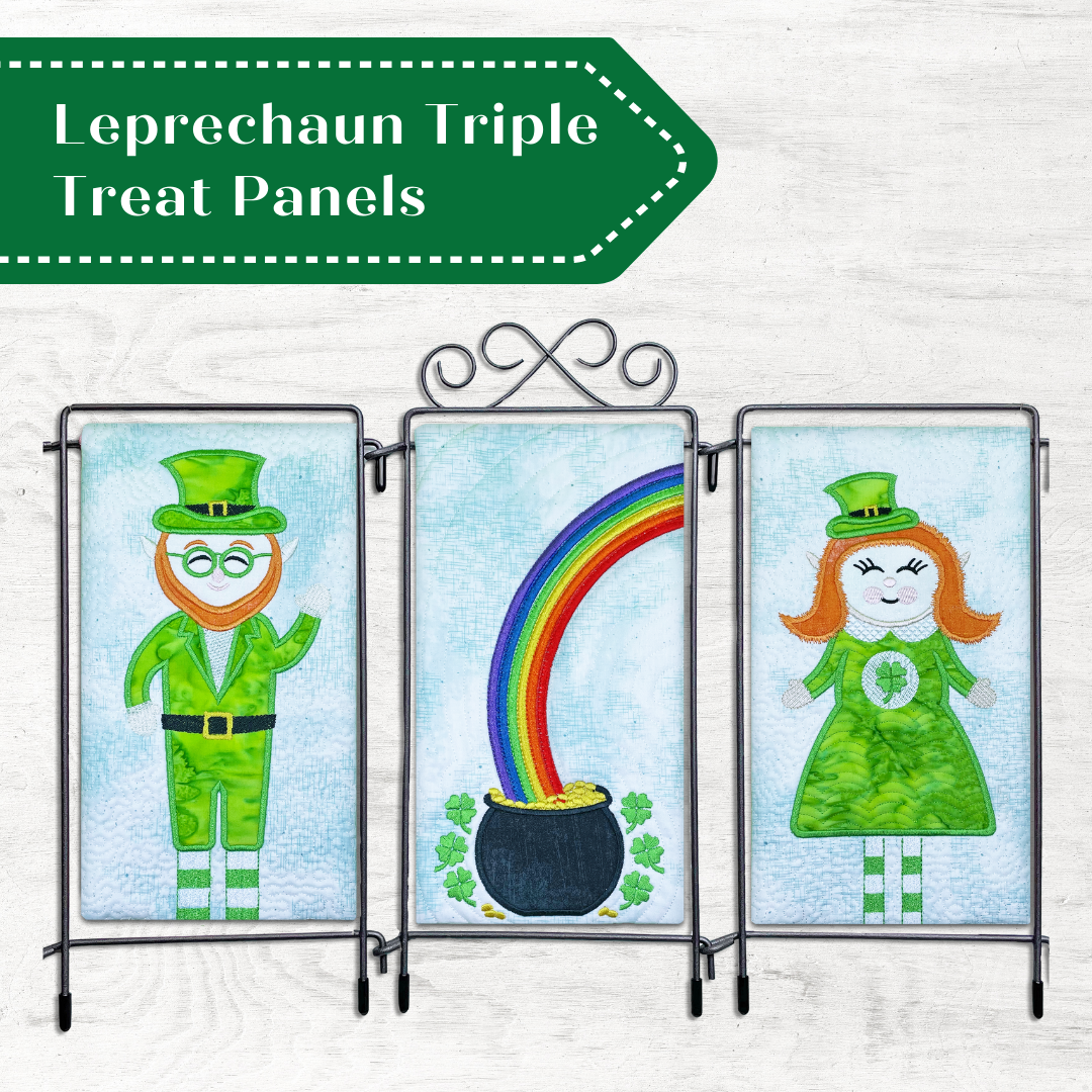 Leprechaun Triple Treat Panels In the Hoop Machine Embroidery Design Set