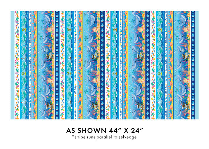 Let's Swim Stripe Multi Cotton 44"/45" Fabric Per Yard