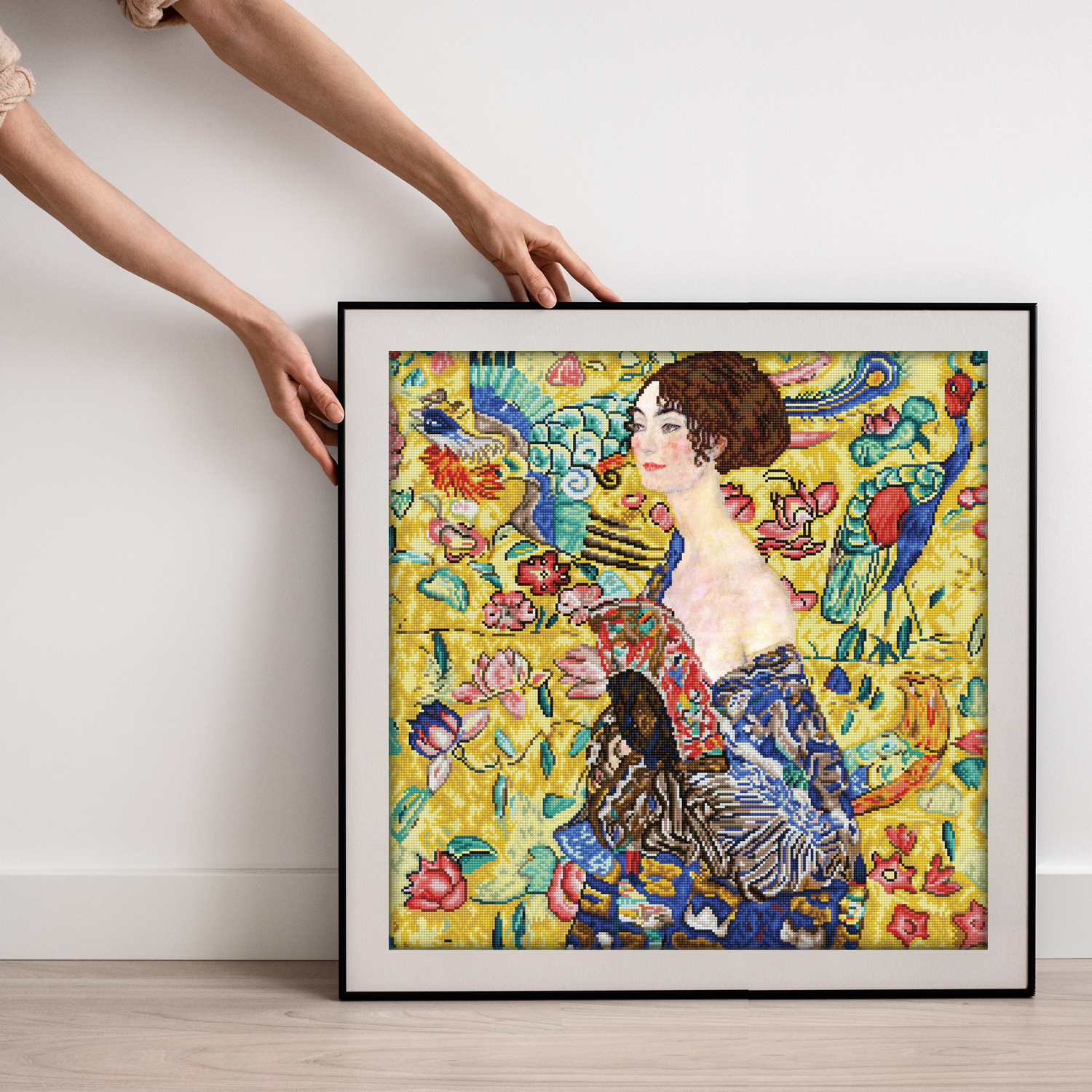 Diamond Dotz Lady with Fan (apres Klimt) - 26.4" x 26.4"