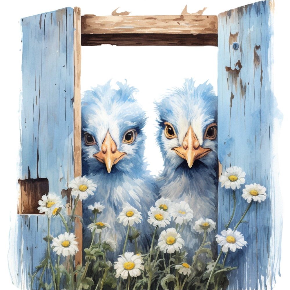 Light Blue Farm Animals Fabric Panel 20