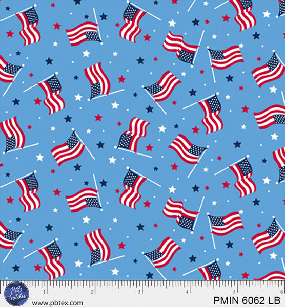 Light Blue Patriotic Minis PMIN-6062-LB Cotton 44”/45” Fabric Per Yard