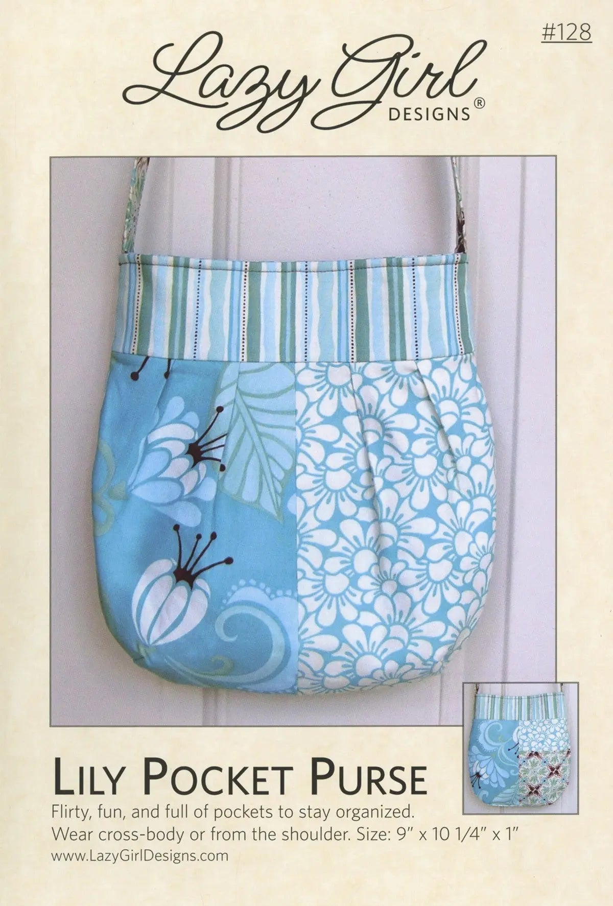 Lily Pocket Purse 9in x 10-1/4in x 1in - Linda's Electric Quilters