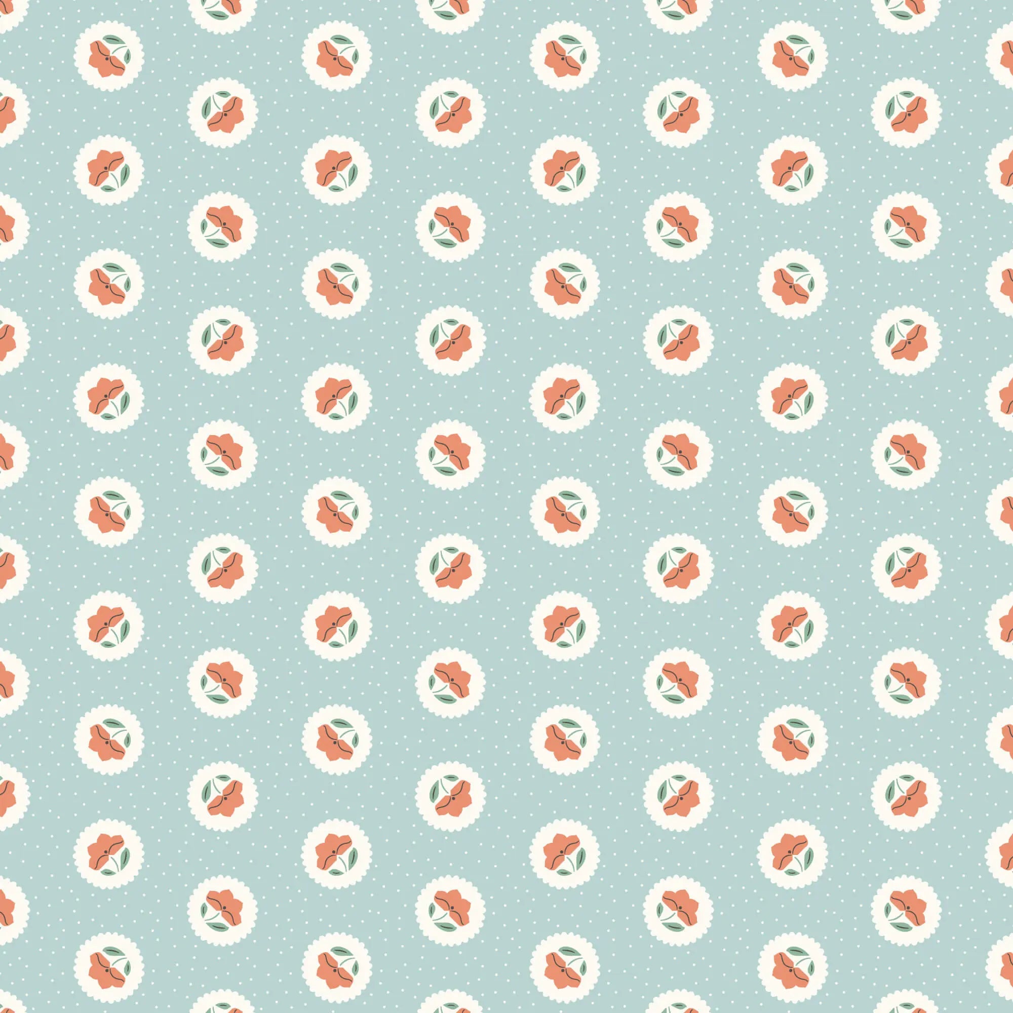 Little Bo - Dot Blossoms - Powder 44" / 45" Fabric Per Yard The Fabric Company