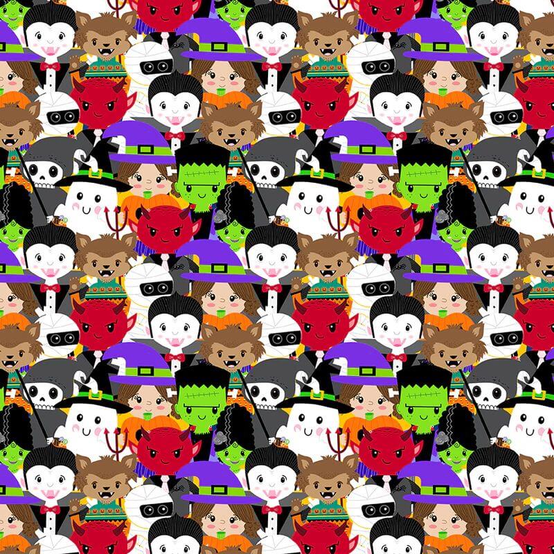 Little Monsters - Trick or Treaters Collage 44" / 45" Fabric Per Yard