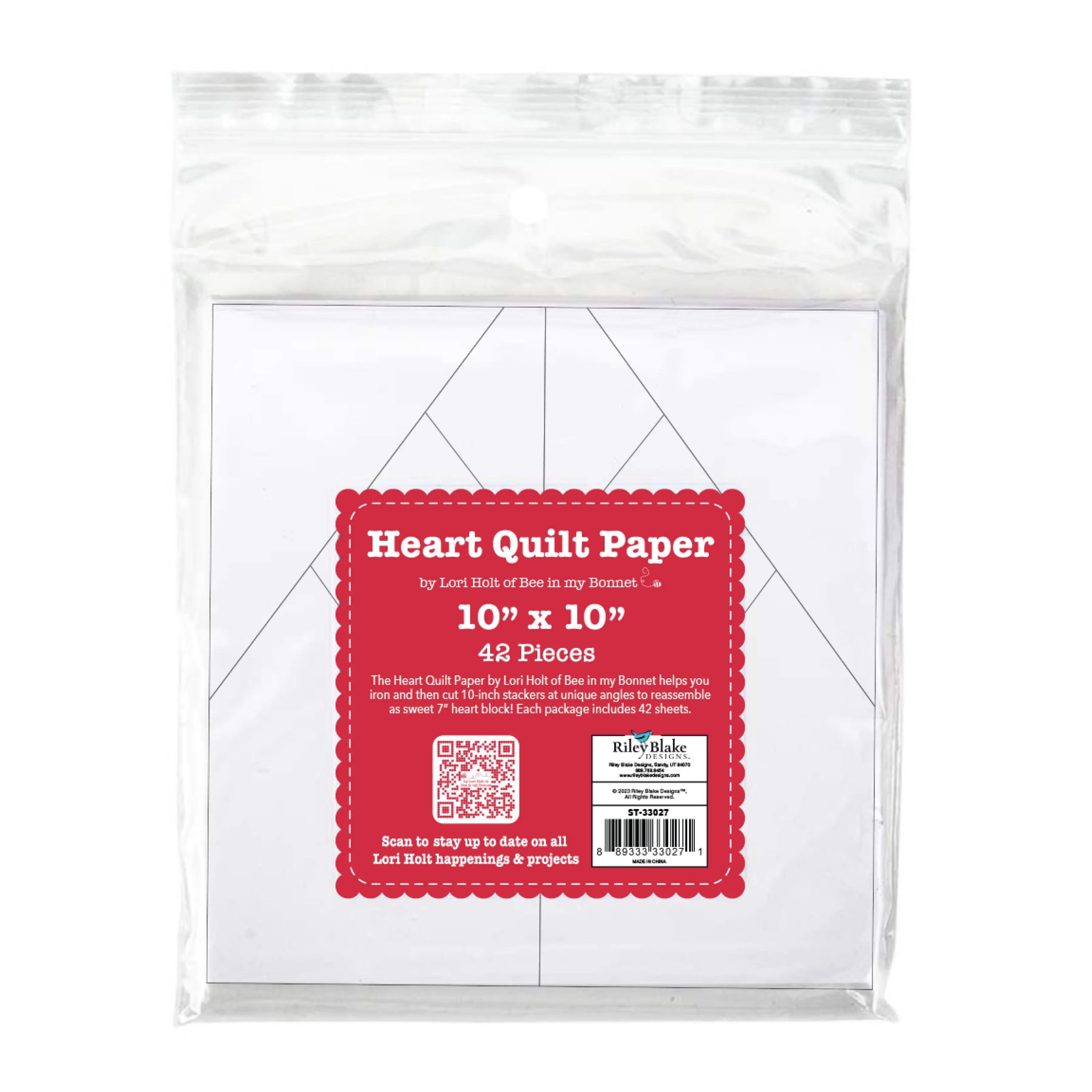 Lori Holt 10in Heart Quilt Paper - Linda's Electric Quilters
