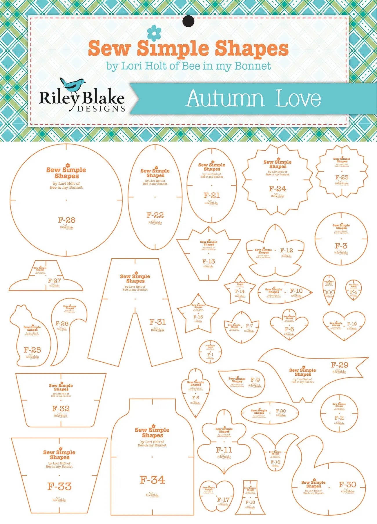 Lori Holt Autumn Love Quilt Template Set - Linda's Electric Quilters