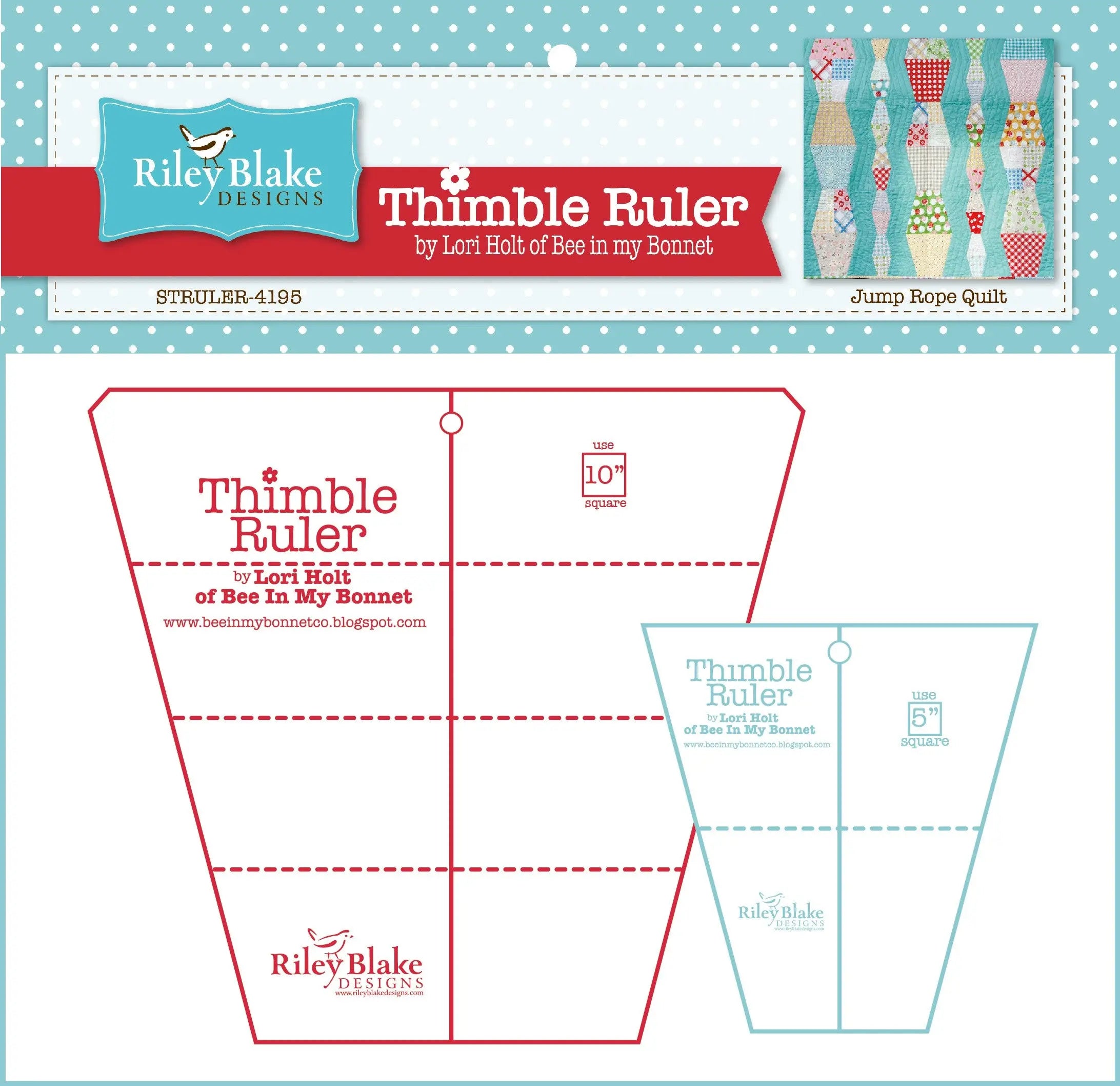 Lori Holt Thimble Rulers With 10in and 5in Sizes - Linda's Electric Quilters