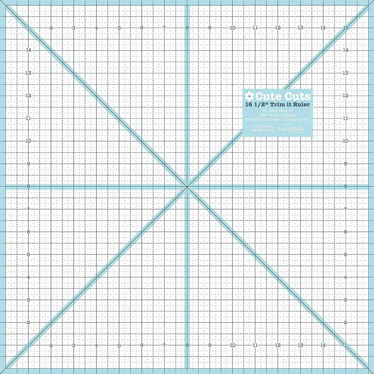 Lori Holt Trim It Ruler 16-1/2in Square - Linda's Electric Quilters