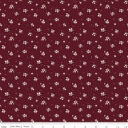 Love You Always Ditsy Maroon Cotton 43"/44" Fabric Per Yard