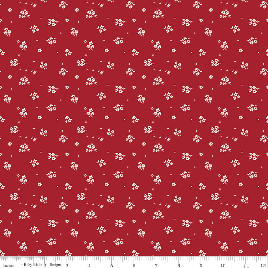Love You Always - Ditsy - Red 44"/45" Fabric Per Yard