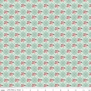 Love You Always Floral Plaid Mist Cotton 43"/44" Fabric Per Yard