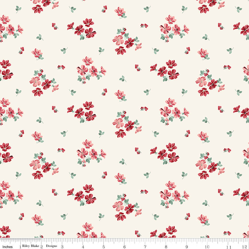 Riley Blake Love You Always flower toss cream quilting cotton by the yard