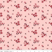 Love You Always Flower Toss Pink Cotton 43"/44" Fabric Per Yard
