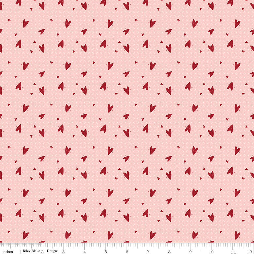 Love You Always - Hearts - Pink 44"/45" Fabric Per Yard