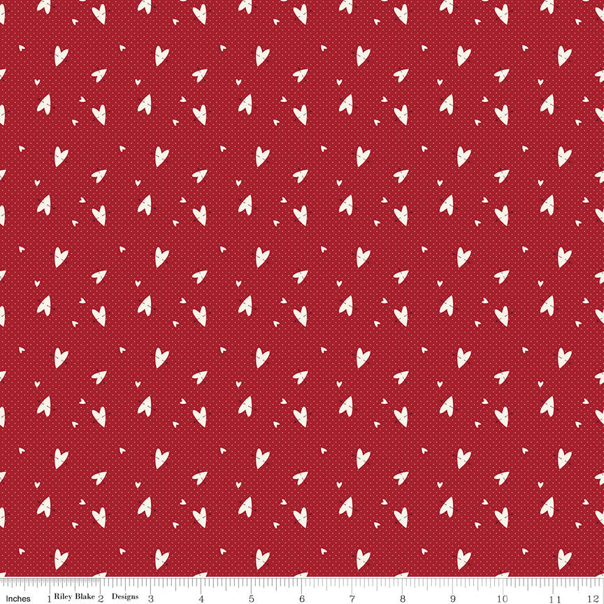 Love You Always - Hearts - Red 44"/45" Fabric Per Yard