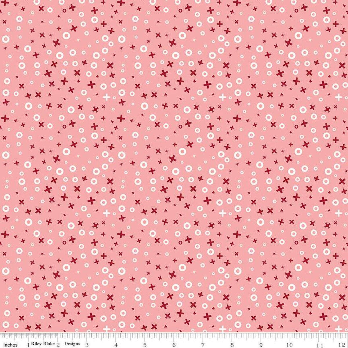 Love You Always XOs Coral Cotton 43"/44" Fabric Per Yard