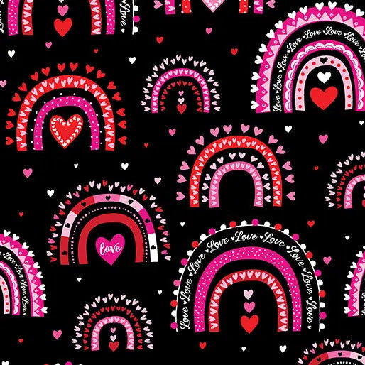 Love You Fur-Ever - Rainbow Love - Black 44" / 45" Fabric Per Yard The Fabric Company