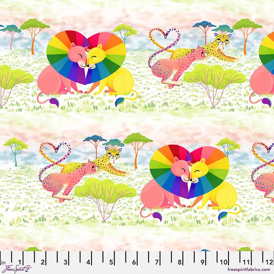 Love in the Savanna Multi Cotton 44"/45" Fabric Per Yard Free Spirit Fabrics