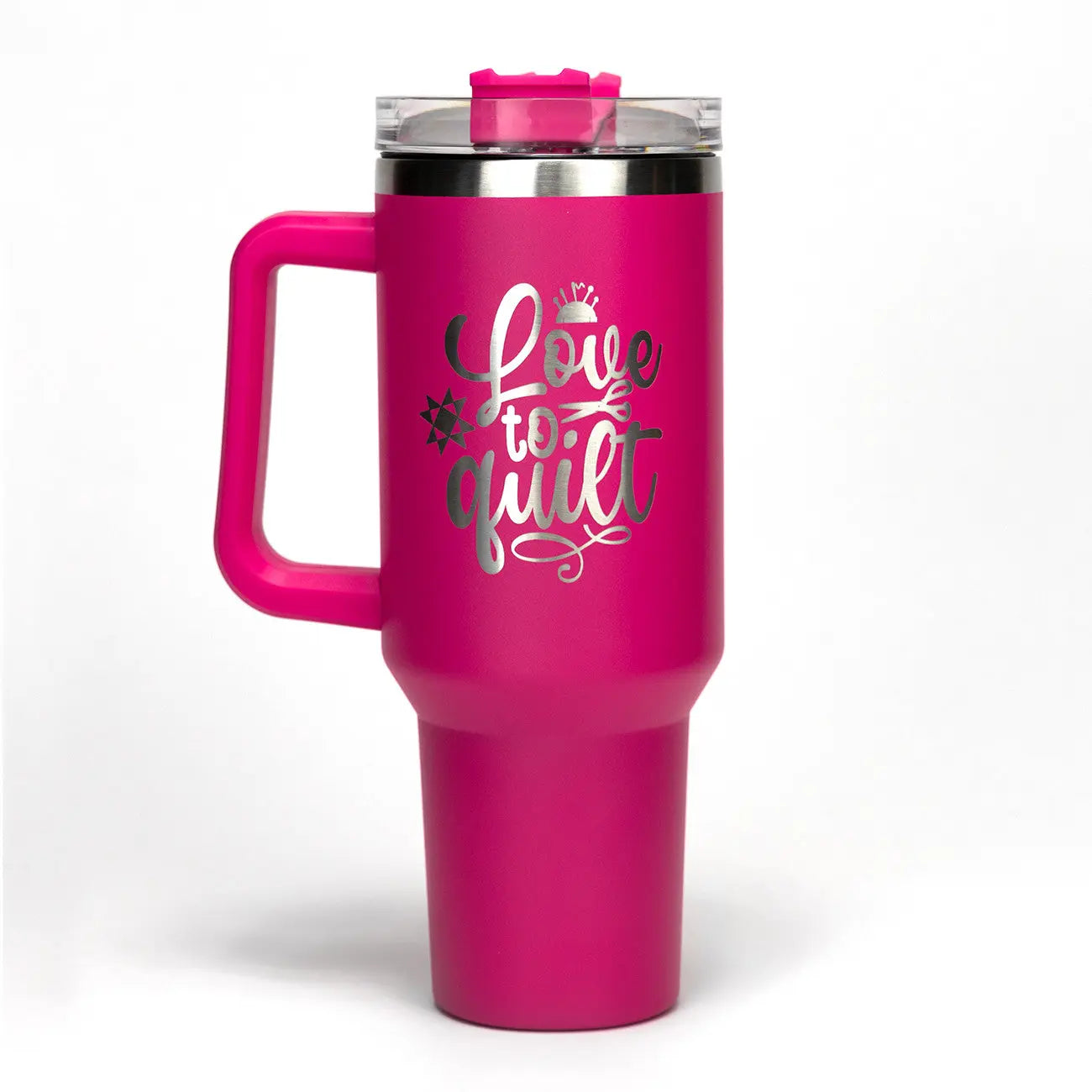 Love to Quilt Pink Stainless Steel Tumbler 40oz - Linda's Electric Quilters
