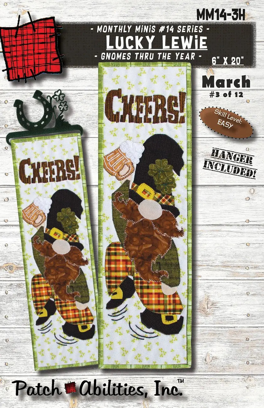 Lucky Lewie with Hanger- Gnomes Thru The Year - Linda's Electric Quilters