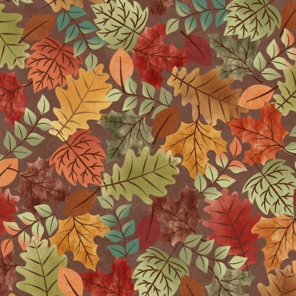 Maywood Studio Hello Autumn Tossed Leaves quilting fabric