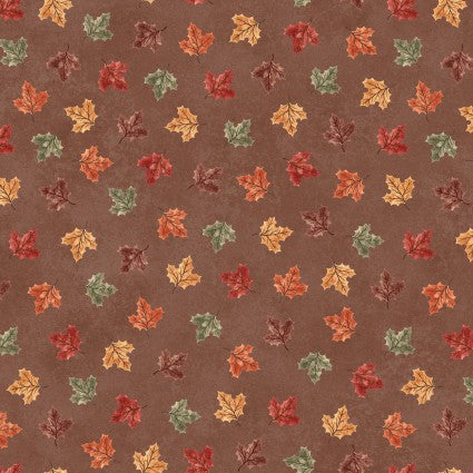 Maywood Studio Hello Autumn Leaves Brown quilting fabric