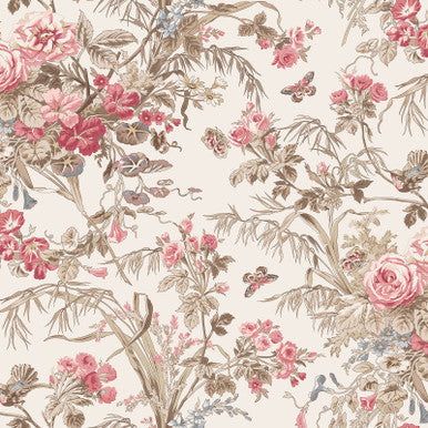 Focal Floral White Meadow Blush 43"/44" Cotton Fabric Per Yard