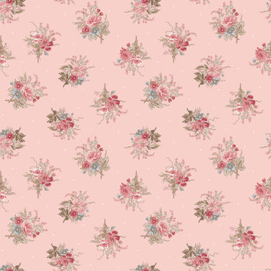 Small Bouquet Pink Meadow Blush 43"/44" Cotton Fabric Per Yard