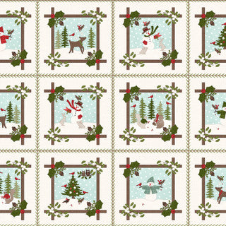 Snowtop Mountain Flannel Frames Cream quilting flannel by Maywood Studio