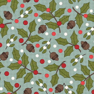 Snowtop Mountain Flannel Greenery Aqua quilting flannel by Maywood Studio