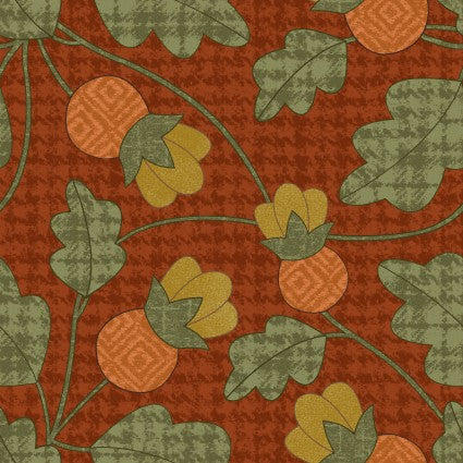 Maywood Studio Autumn Harvest Leaves flannel quilting fabric — autumn leaves