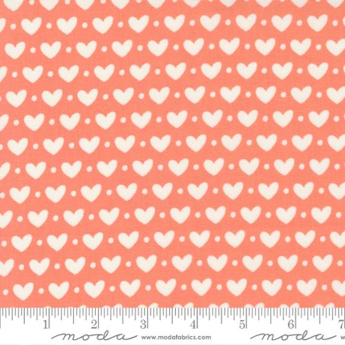 Sincerely Yours Coral Candy Hearts Cotton 44"/45" Fabric Per Yard