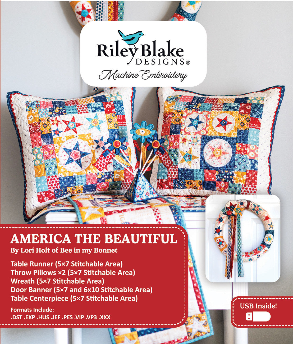 Americana America the Beautiful Machine Embroidery USB