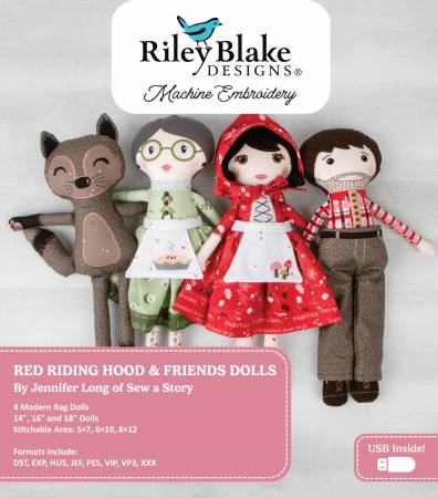 Riley Blake Red Riding Hood and Friends dolls machine embroidery USB