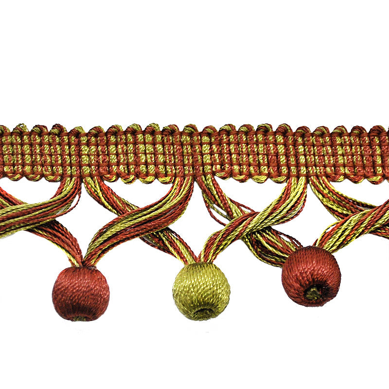 MIlante Collection - 1 3/4" Length BALL FRINGE (25 Yard Roll) - BF-1481-06/36 Green and Brown