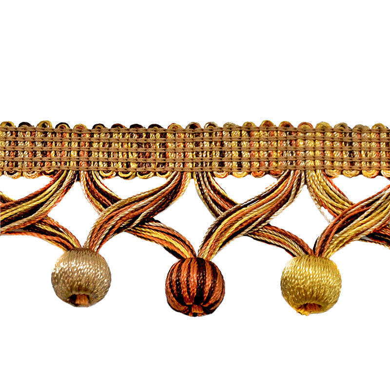 MIlante Collection - 1 3/4" Length BALL FRINGE (25 Yard Roll) - BF-1481-06/38 Rust, Brown and Gold