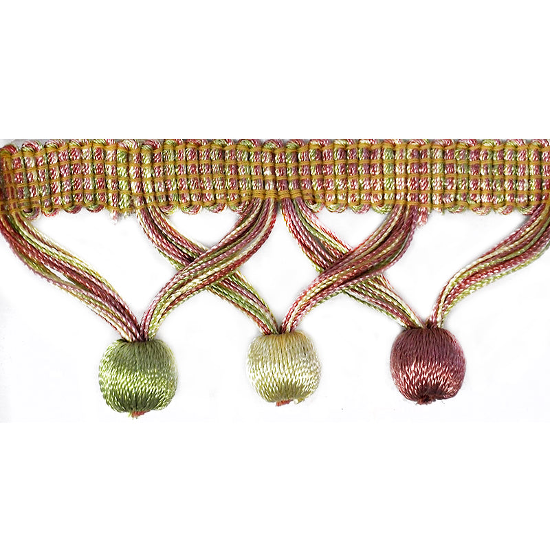 MIlante Collection - 1 3/4" Length BALL FRINGE (25 Yard Roll) - BF-1481-20/14 Pink, Green and Gold