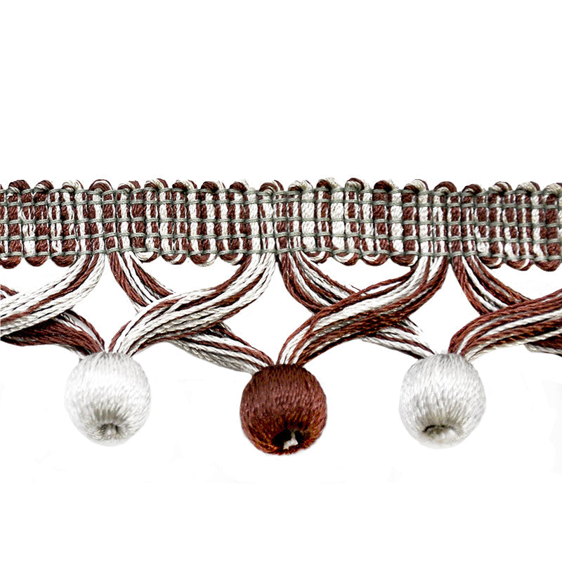 MIlante Collection - 1 3/4" Length BALL FRINGE (25 Yard Roll) - BF-1481-23/66 Brown and Silver