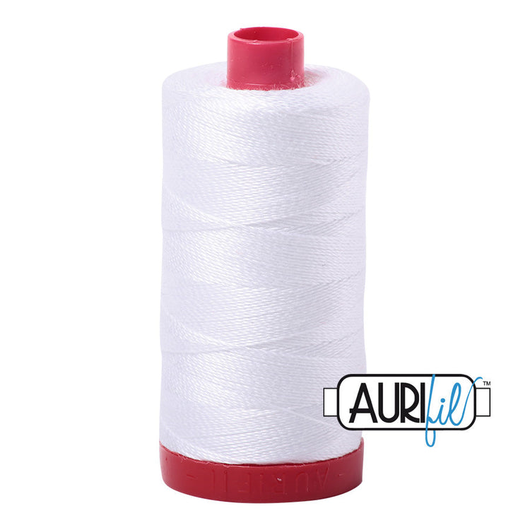 2024 White Aurifil Cotton 12 WT Large Spool Aurifil