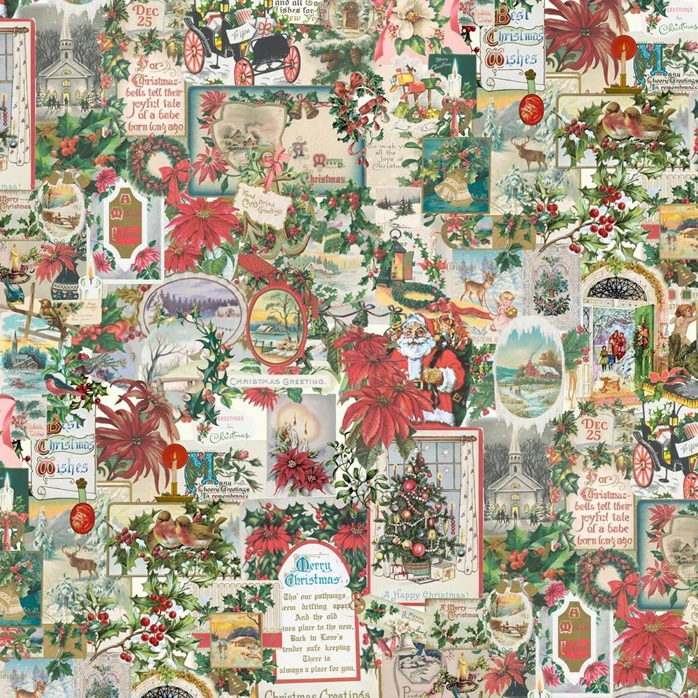 Candlelight Christmas Collage Multi Cotton 44"/45" Fabric Per Yard