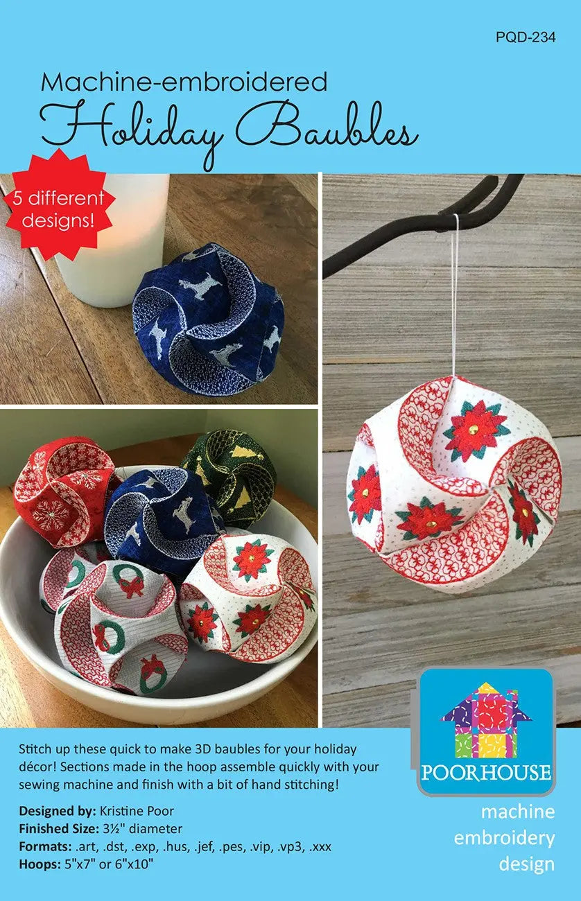 Machine Embroidery Holiday Baubles - Linda's Electric Quilters