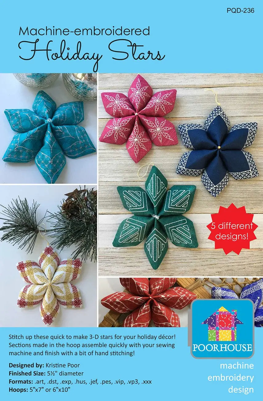 Machine Embroidery Holiday Stars - Linda's Electric Quilters