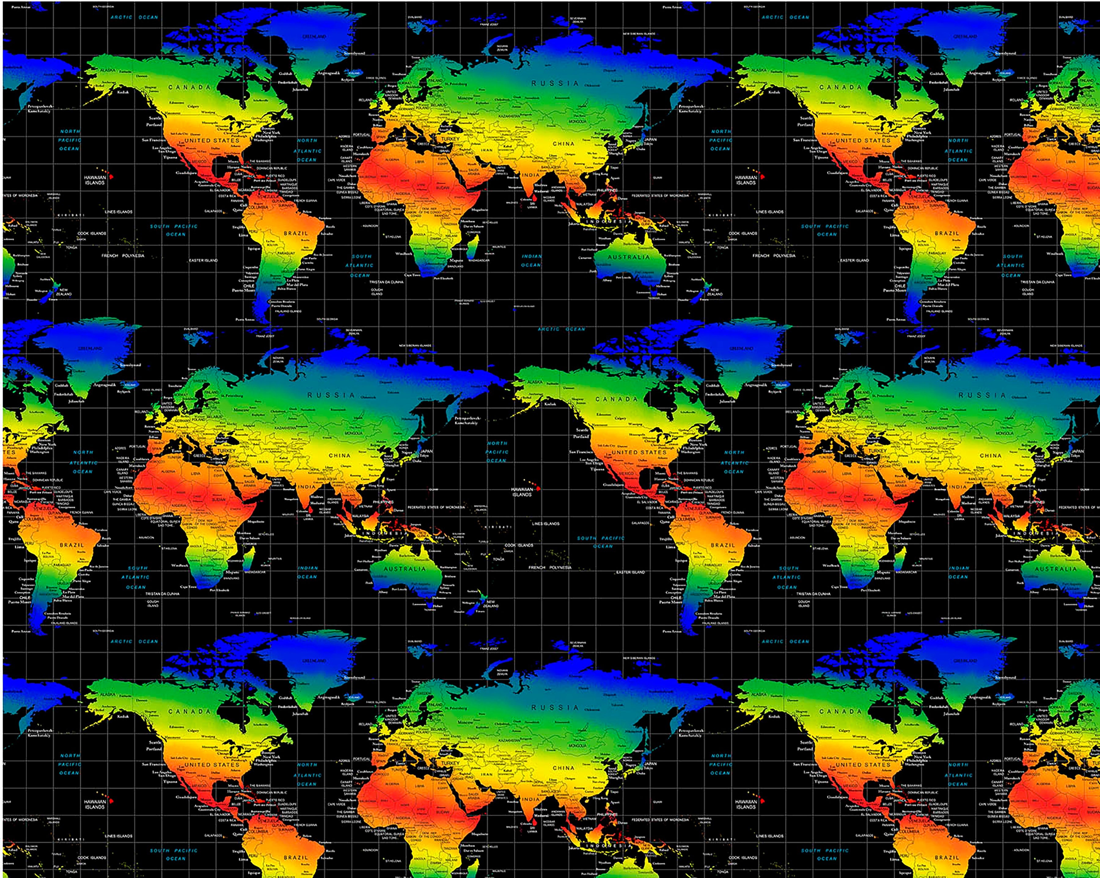 Timeless Treasures World Map novelty quilting cotton fabric in Black