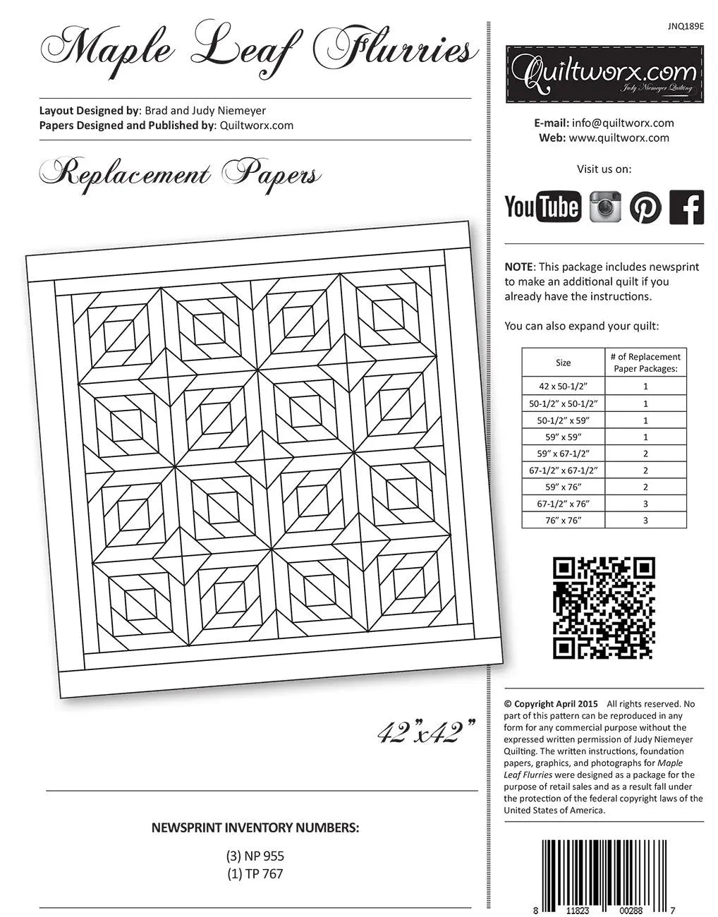 Maple Leaf Flurries Replacement Papers - Linda's Electric Quilters
