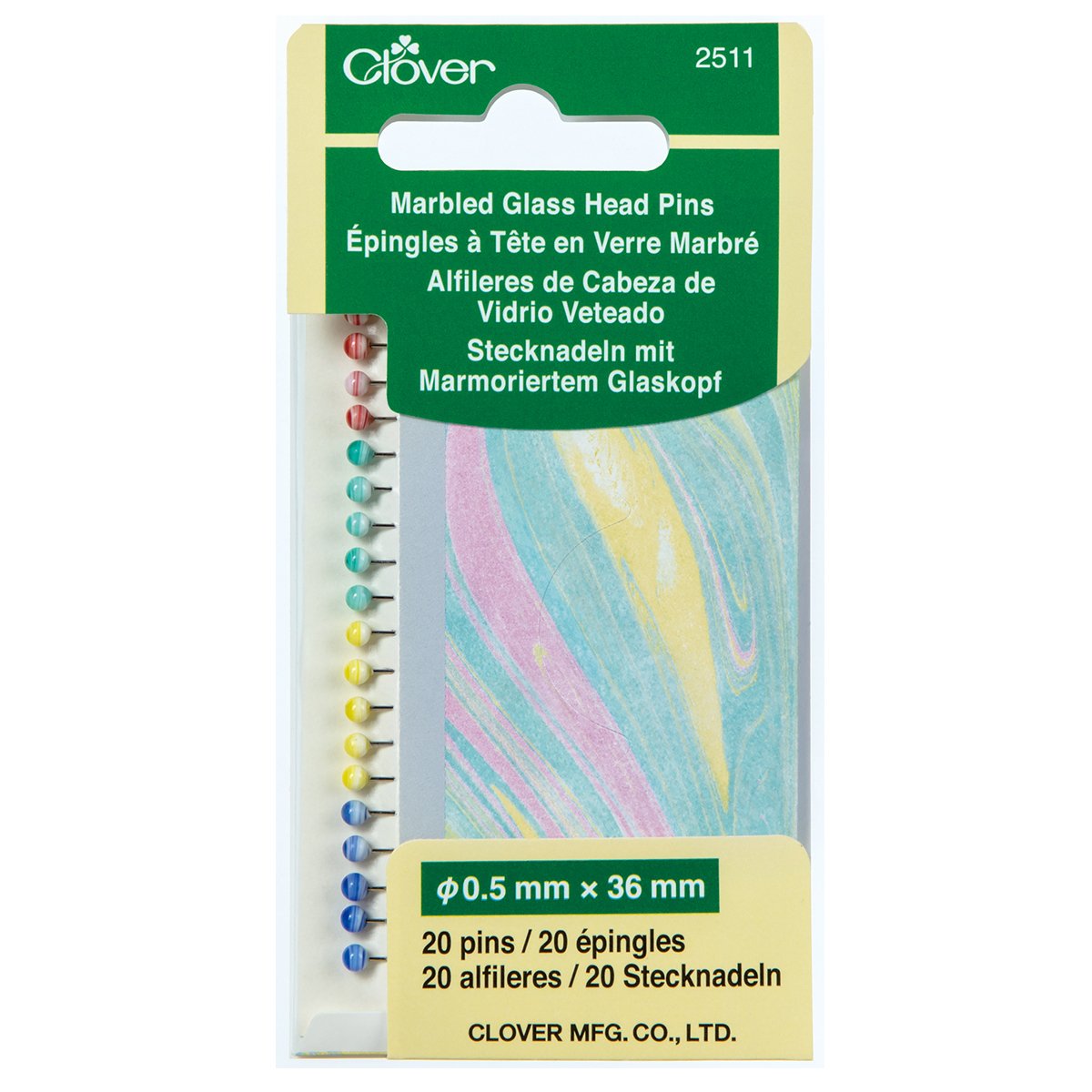 Marbled Glass Head Pins