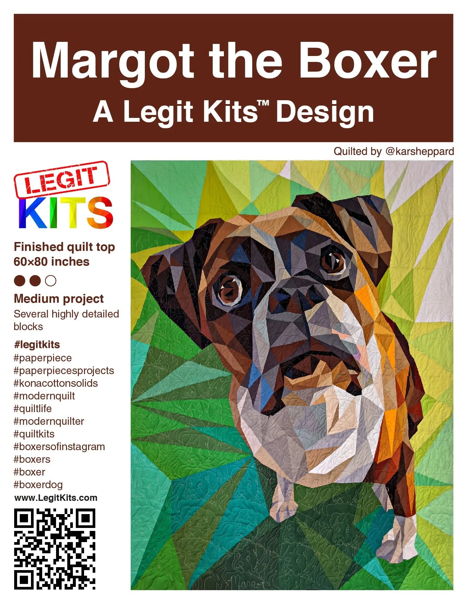 Margot the Boxer Quilt Kit - Linda's Electric Quilters
